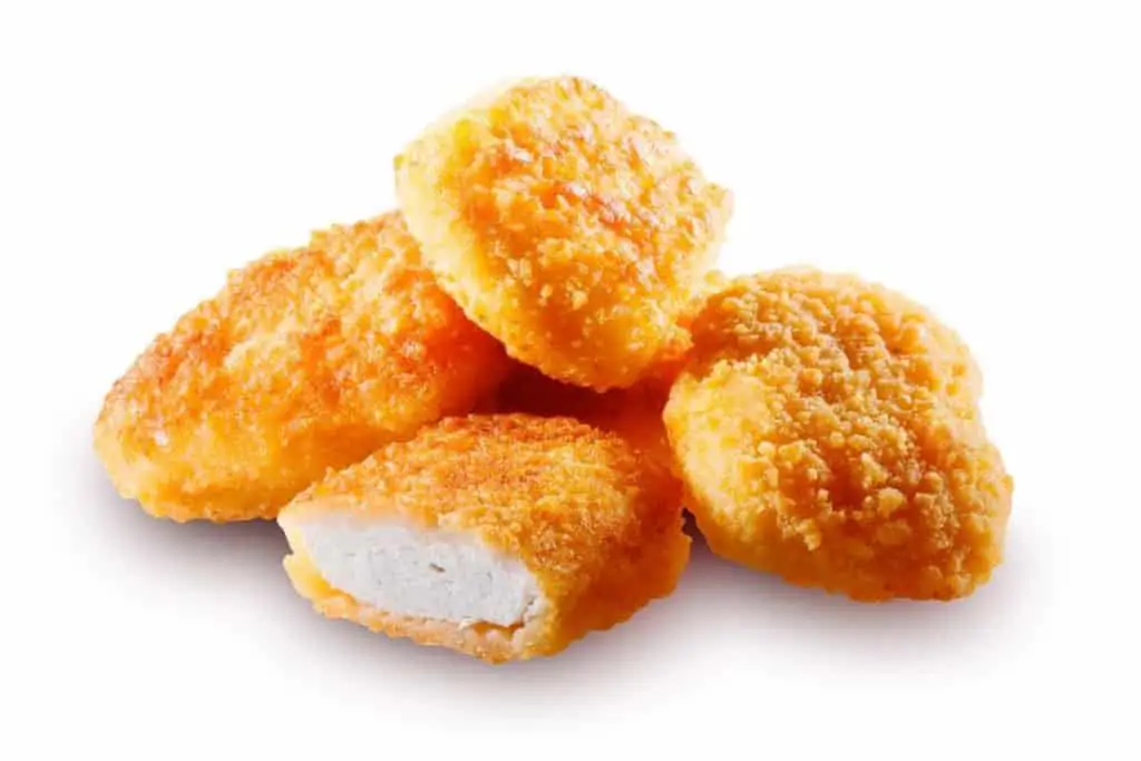 Chicken nuggets on a white background